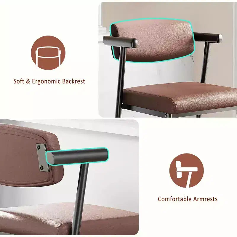 Lot de 4 tabourets de bar avec accoudoirs, tabourets de bar en métal à hauteur de comptoir avec repose-pieds et assise rembourrée, chaises de cuisine avec dossier doux, lot de 4