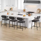 Lot de 4 tabourets de bar avec accoudoirs, tabourets de bar en métal à hauteur de comptoir avec repose-pieds et assise rembourrée, chaises de cuisine avec dossier doux, lot de 4
