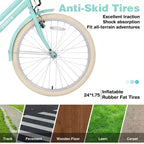 NAYSAYE Vélo de ville hybride pour filles de 24 pouces, pour les 7-10 ans et plus, avec panier en osier et porte-bagages arrière, vélos pour enfants