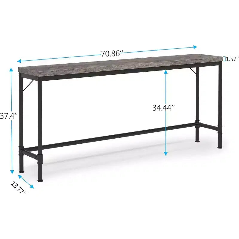 Lantine – Table Console Extra Longue de 180 cm pour Entrée, Table Longue et Étroite Derrière un Canapé, Table de Bar Industrielle Gris Rustique pour Salon