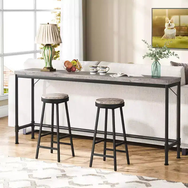 Lantine – Table Console Extra Longue de 180 cm pour Entrée, Table Longue et Étroite Derrière un Canapé, Table de Bar Industrielle Gris Rustique pour Salon