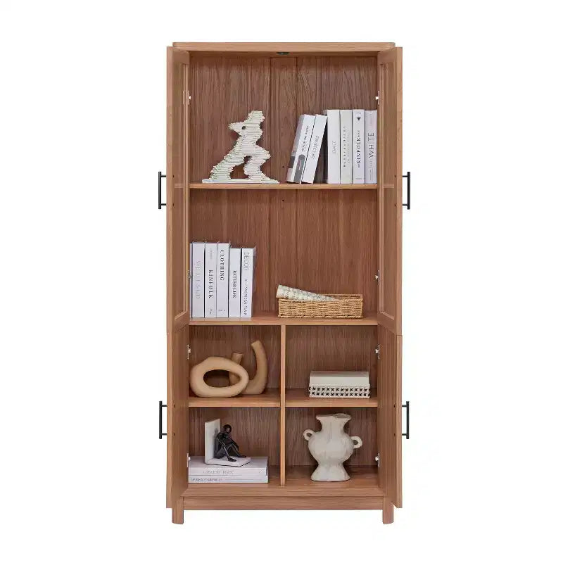 GDFStudio Aveline Bibliothèque mi-siècle moderne 31 po avec 2 portes vitrées et 6 étagères réglables