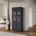 GDFStudio Aveline 31'' Mid-Century Modern Bookcase Cabinet with 2 Glass Doors and 6 Adjustable Shelves