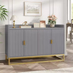 Bahut, Meuble de rangement cannelé de 47,2 po avec étagères réglables pour salon, cuisine