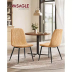 VASAGLE Chaises de Salle à Manger, Chaises de Cuisine, Pieds Réglables, Tissu Chenille, Similicuir Aspect Glacé, Marron Caramel