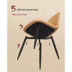 VASAGLE Chaises de Salle à Manger, Chaises de Cuisine, Pieds Réglables, Tissu Chenille, Similicuir Aspect Glacé, Marron Caramel