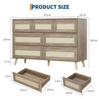 Commode moderne en rotin à 7 tiroirs, meuble de rangement en bois pour chambre, chambre d'enfant, salon ou entrée, organisateur de vêtements