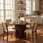 Ensemble de salle à manger rond 5 pièces moderne Christopher Knight Home Seema avec chaises rembourrées en bois d'hévéa
