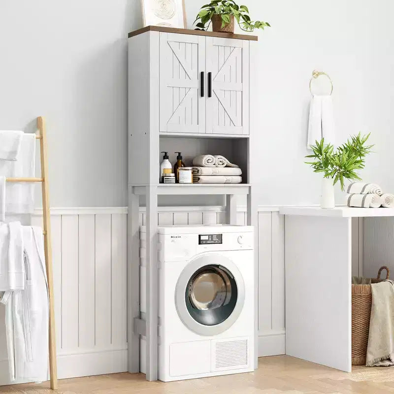 Étagère de toilettes de 60 cm de large avec meuble de rangement au-dessus des toilettes, organisateur d'étagères de salle de bain avec dispositif anti-basculement, meuble autonome peu encombrant