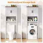 Étagère de toilettes de 60 cm de large avec meuble de rangement au-dessus des toilettes, organisateur d'étagères de salle de bain avec dispositif anti-basculement, meuble autonome peu encombrant