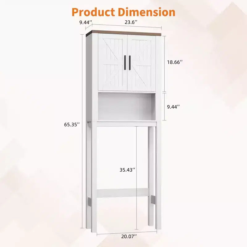 Étagère de toilettes de 60 cm de large avec meuble de rangement au-dessus des toilettes, organisateur d'étagères de salle de bain avec dispositif anti-basculement, meuble autonome peu encombrant