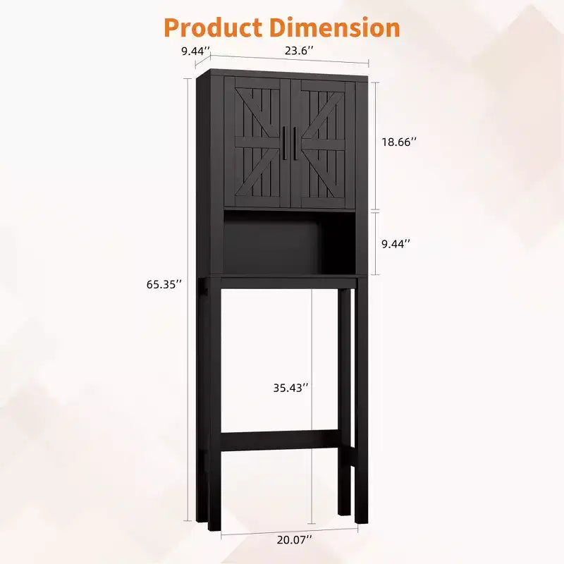 Étagère de toilettes de 60 cm de large avec meuble de rangement au-dessus des toilettes, organisateur d'étagères de salle de bain avec dispositif anti-basculement, meuble autonome peu encombrant