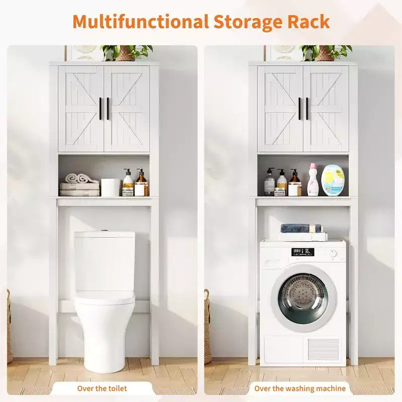 Étagère de toilettes de 60 cm de large avec meuble de rangement au-dessus des toilettes, organisateur d'étagères de salle de bain avec dispositif anti-basculement, meuble autonome peu encombrant