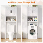 Étagère de toilettes de 60 cm de large avec meuble de rangement au-dessus des toilettes, organisateur d'étagères de salle de bain avec dispositif anti-basculement, meuble autonome peu encombrant