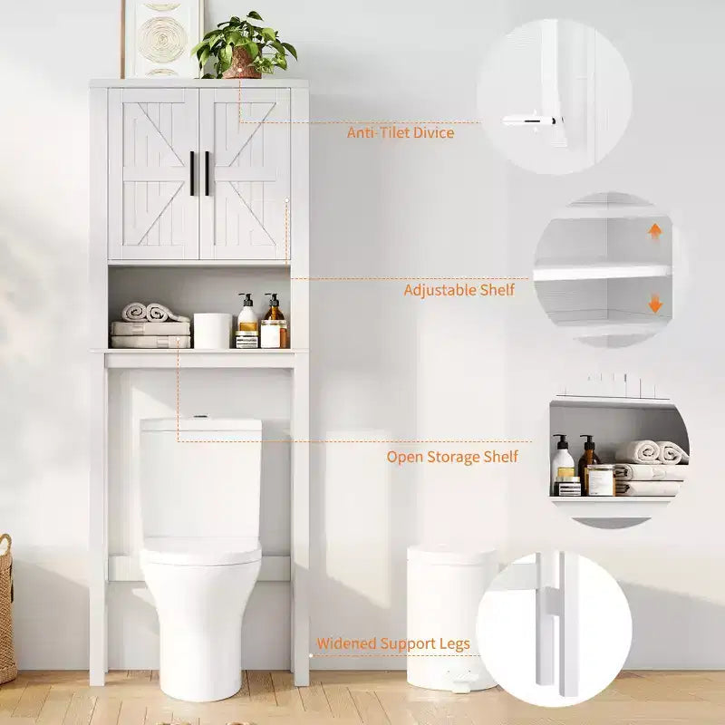 Étagère de toilettes de 60 cm de large avec meuble de rangement au-dessus des toilettes, organisateur d'étagères de salle de bain avec dispositif anti-basculement, meuble autonome peu encombrant