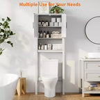 Étagère de toilettes de 60 cm de large avec meuble de rangement au-dessus des toilettes, organisateur d'étagères de salle de bain avec dispositif anti-basculement, meuble autonome peu encombrant