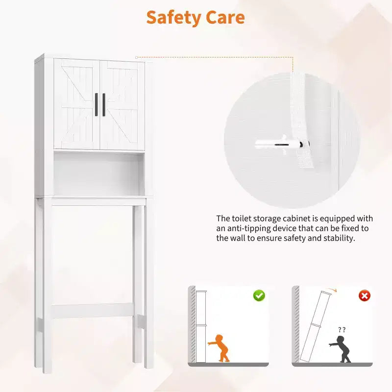 Étagère de toilettes de 60 cm de large avec meuble de rangement au-dessus des toilettes, organisateur d'étagères de salle de bain avec dispositif anti-basculement, meuble autonome peu encombrant