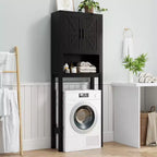 Étagère de toilettes de 60 cm de large avec meuble de rangement au-dessus des toilettes, organisateur d'étagères de salle de bain avec dispositif anti-basculement, meuble autonome peu encombrant