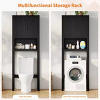 Étagère de toilettes de 60 cm de large avec meuble de rangement au-dessus des toilettes, organisateur d'étagères de salle de bain avec dispositif anti-basculement, meuble autonome peu encombrant