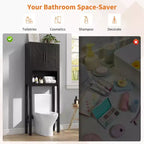 Étagère de toilettes de 60 cm de large avec meuble de rangement au-dessus des toilettes, organisateur d'étagères de salle de bain avec dispositif anti-basculement, meuble autonome peu encombrant
