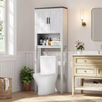 Étagère de toilettes de 60 cm de large avec meuble de rangement au-dessus des toilettes, organisateur d'étagères de salle de bain avec dispositif anti-basculement, meuble autonome peu encombrant