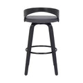 HomeRoots 26 Gray And Black Faux Leather And Iron Swivel Low Back Counter Height Bar Chair