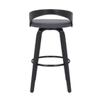 HomeRoots 26 Gray And Black Faux Leather And Iron Swivel Low Back Counter Height Bar Chair