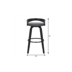 HomeRoots 26 Chaise de bar pivotante à dossier bas en similicuir gris et noir et fer forgé à hauteur de comptoir