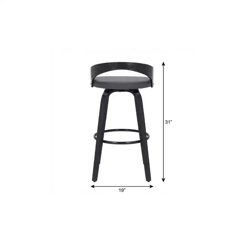 HomeRoots 26 Chaise de bar pivotante à dossier bas en similicuir gris et noir et fer forgé à hauteur de comptoir