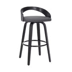 HomeRoots 26 Chaise de bar pivotante à dossier bas en similicuir gris et noir et fer forgé à hauteur de comptoir