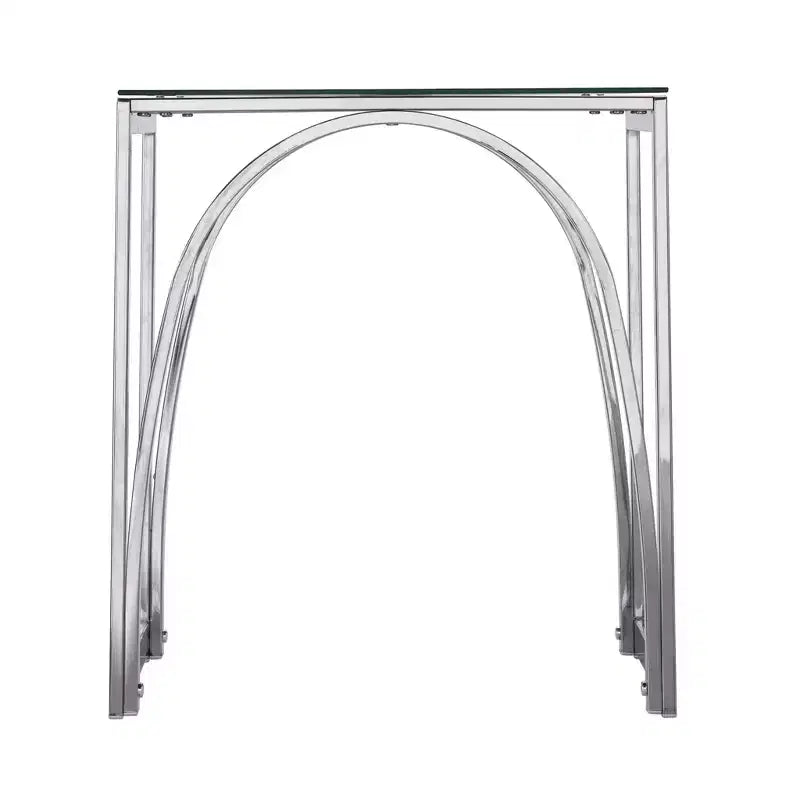 HomeRoots 22 Chrome Glass And Iron Square End Table