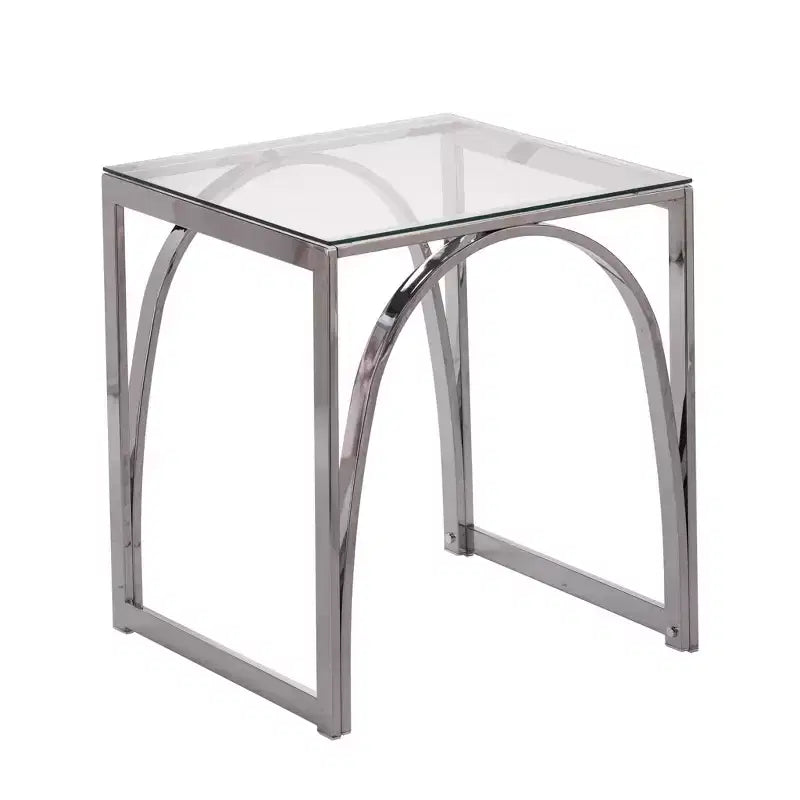 Table d'appoint carrée HomeRoots 22 en verre et fer chromés