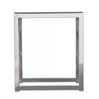 Table d'appoint carrée HomeRoots 22 en verre et fer chromés