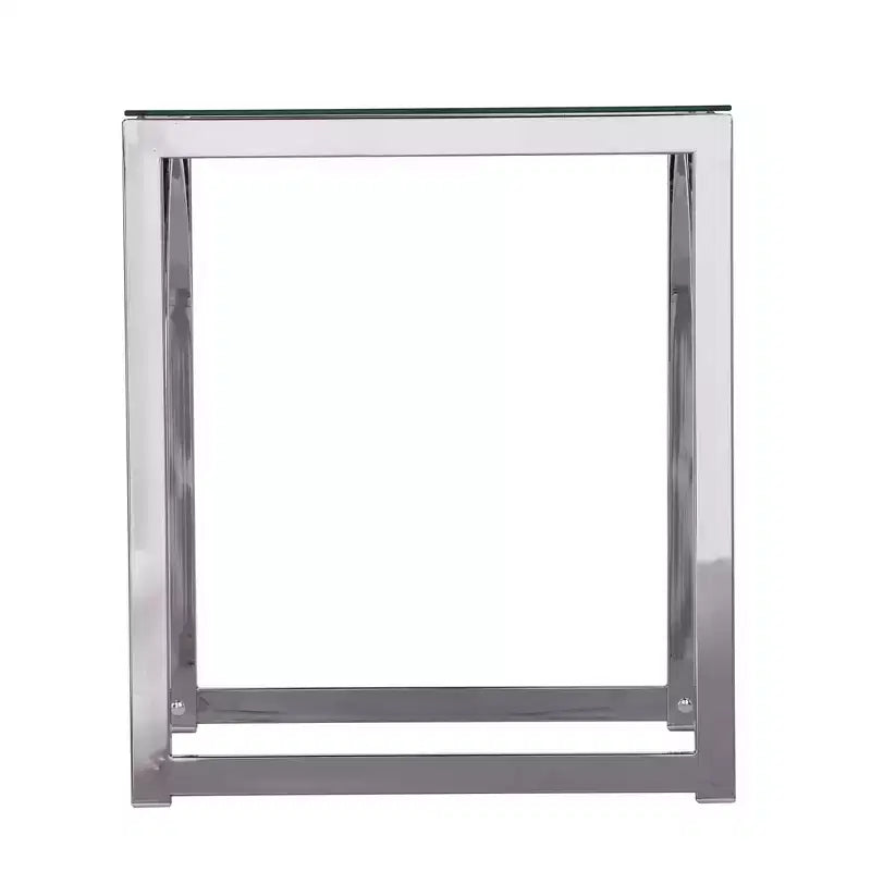 Table d'appoint carrée HomeRoots 22 en verre et fer chromés