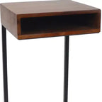 HomeRoots Table d'appoint carrée en bois massif doré et naturel 24 po
