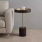 Table d'appoint ronde HomeRoots 22 en bois massif noir et or rose