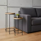HomeRoots Lot de trois tables d'appoint rondes noires et marron de 29 pouces