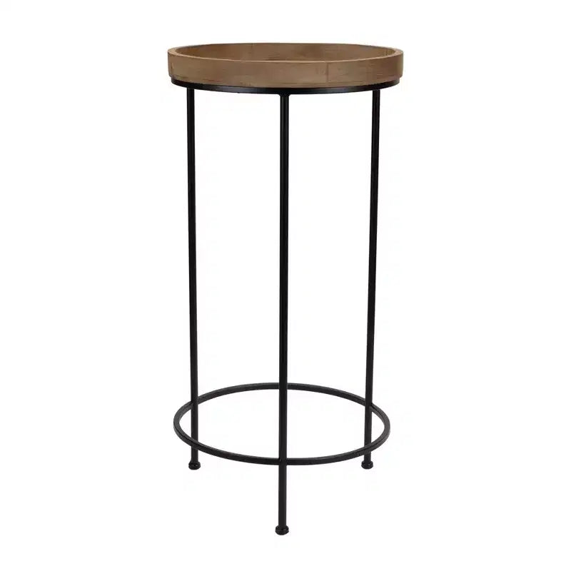 HomeRoots Lot de trois tables d'appoint rondes noires et marron de 29 pouces