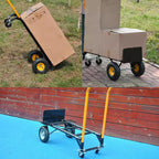 Chariot plateforme industriel 2-en-1 COZONY, diable robuste avec poignée télescopique et roues pivotantes verrouillables pour entrepôt et déménagement