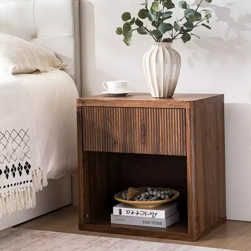 JVNOXK Grande table de chevet encastrable de style médiéval moderne avec tiroir de rangement, adaptée aux chambres et salons, Noyer