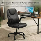 Chaise de bureau ergonomique Pinmoco avec coussin double couche, chaise de jeu avec roulettes et accoudoirs relevables, cuir PU