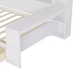 Lit de repos en bois Bellemave avec étagères de rangement, 2 tiroirs et bureau intégré, lit multifonctionnel peu encombrant, taille jumeau/double, naturel ou blanc antique.