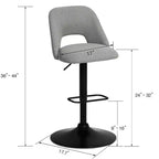 Lot de 2 tabourets de bar pivotants réglables, tabourets de comptoir rembourrés de 61 à 81 cm de hauteur avec dossiers et base noire - Panipeachy