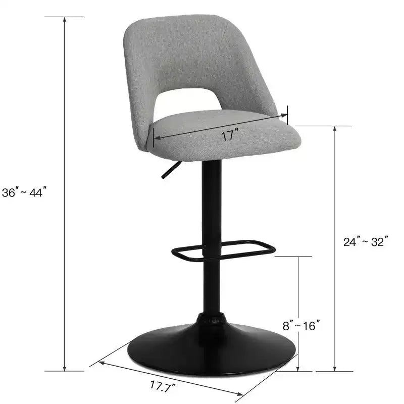 Lot de 2 tabourets de bar pivotants réglables, tabourets de comptoir rembourrés de 61 à 81 cm de hauteur avec dossiers et base noire - Panipeachy