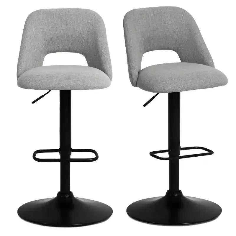 Lot de 2 tabourets de bar pivotants réglables, tabourets de comptoir rembourrés de 61 à 81 cm de hauteur avec dossiers et base noire - Panipeachy