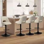 Lot de 2 tabourets de bar pivotants réglables, tabourets de comptoir rembourrés de 61 à 81 cm de hauteur avec dossiers et base noire - Panipeachy