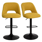 Lot de 2 tabourets de bar pivotants réglables, tabourets de comptoir rembourrés de 61 à 81 cm de hauteur avec dossiers et base noire - Panipeachy