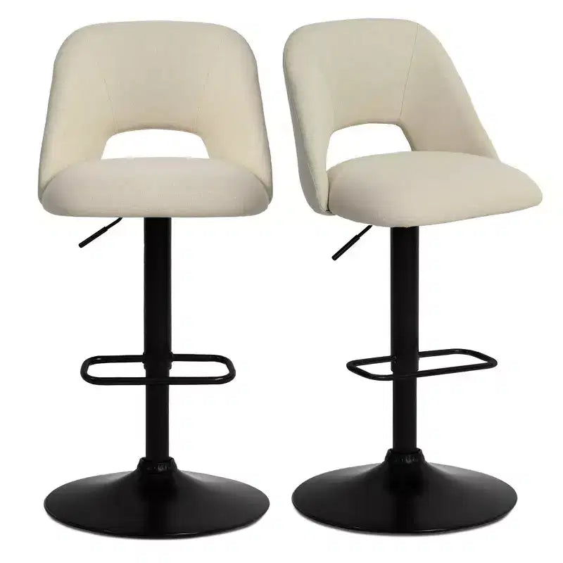 Lot de 2 tabourets de bar pivotants réglables, tabourets de comptoir rembourrés de 61 à 81 cm de hauteur avec dossiers et base noire - Panipeachy