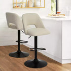 Set of 2 Adjustable Swivel Bar Stools Chairs, 24-32 Height Upholstered Counter Stools with Backs & Black Base - Panipeachy