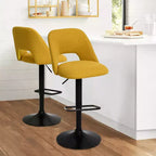 Lot de 2 tabourets de bar pivotants réglables, tabourets de comptoir rembourrés de 61 à 81 cm de hauteur avec dossiers et base noire - Panipeachy